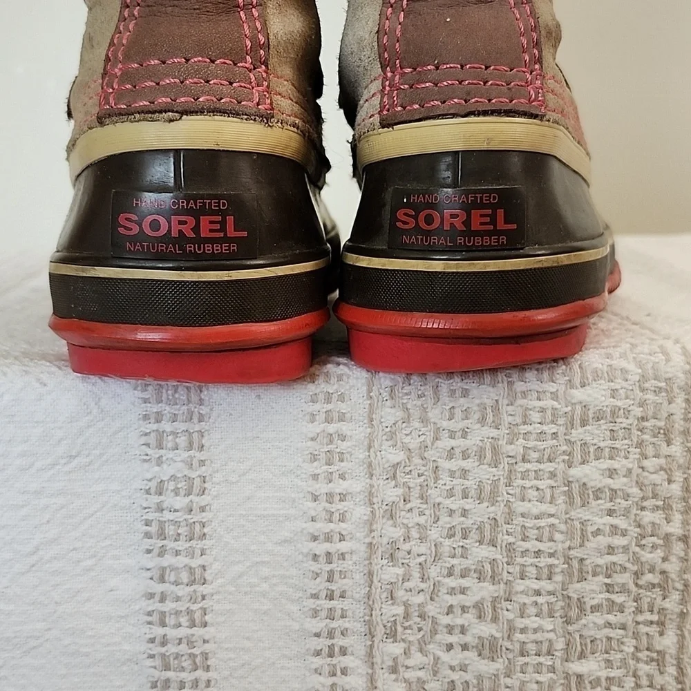 SOREL waterproof faux fur lined boots genuine leather rubber winter boots sz 7